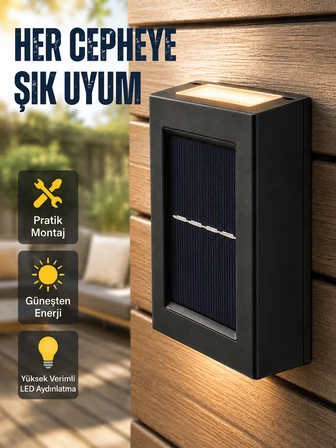 Güneş Enerjili Su Geçirmez Led Duvar Lambası Yeni Nesil -