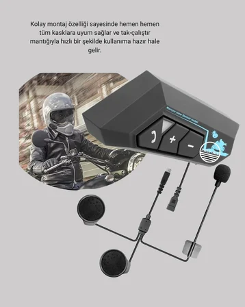Motosiklet Kask Kulaklığı Bluetooth 5.0 Gürültü Önleme ve Hızlı Bağlantı Yeni Nesil -