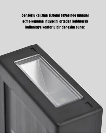 Solar Güçlü 6 LED Dış Mekan Lambası – Otomatik Aç/Kapa Işık Sensörlü Aydınlatma -
