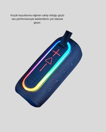 Mini Mavi Bluetooth Hoparlör Şık Görünüm ve Taşınabilir Güçlü Ses -