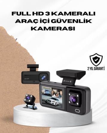 Wi-Fi Bağlantılı Full HD Araç Kamera Seti 3 Kameralı Park Koruma ve Döngü Kayıt -