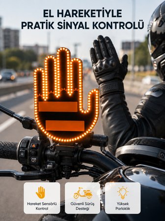 176 LED Amber Renkli El Hareketiyle Kontrol Edilen Motosiklet Dönüş Sinyali -