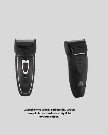 Uzun Pil Ömürlü Şarjlı Tıraş Makinesi – Hızlı Şarj, Ergonomik Tasarım, Çok Yönlü Kullanım -