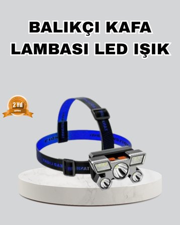 Outdoor ve Gece Balıkçılığı İçin LED Kafa Lambası – USB Şarjlı, 60° Ayarlanabilir Far -