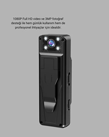 Mini Güvenlik Kamerası 1080P 3MP Fotoğraf 180° Ayarlanabilir Lens USB Şarjlı