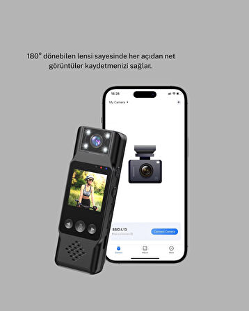 Mini Güvenlik Kamerası 1080P 3MP Fotoğraf 180° Ayarlanabilir Lens USB Şarjlı