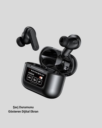 Bluetooth 5.3 ANC Kablosuz Kulaklık – Dokunmatik Kontrol, Dijital Ekran ve Uzun Pil Ömrü -
