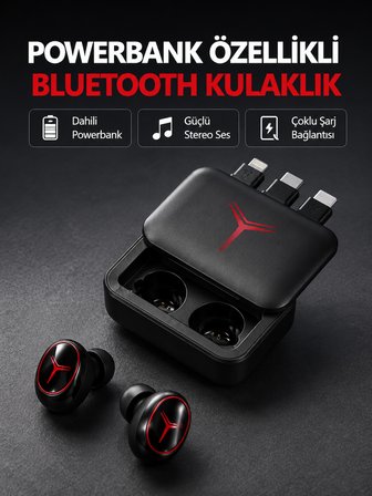 Powerbank Özellikli Bluetooth Kablosuz Kulaklık – Dokunmatik Kontrol, Uzun Pil Ömrü, Ergonomik Tasarım -