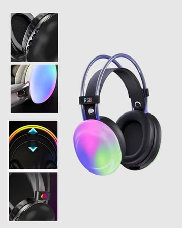 RGB Işıklı Kablosuz Kulaklık Bluetooth 5.3 800mAh Ergonomik IPX4 Dayanıklı -