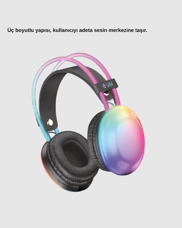 RGB Işıklı Kablosuz Kulaklık Bluetooth 5.3 800mAh Ergonomik IPX4 Dayanıklı -