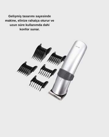 Şarjlı Saç ve Sakal Kesme Makinesi – Paslanmaz Çelik Bıçak, Ayarlanabilir Başlık