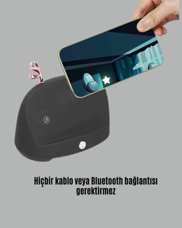 Kablosuz İndüksiyonlu Telefon Tutucu ve Stereo Hoparlör – Şık ve Fonksiyonel Tasarım