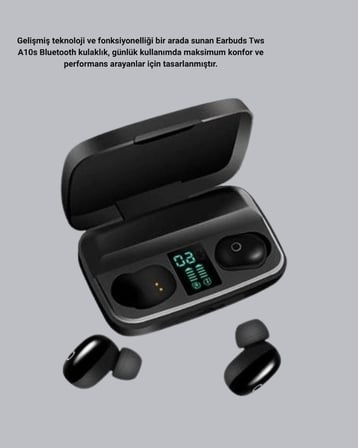 TWS A10s Bluetooth 5.0 Kulaklık Powerbank Şarj Kutulu Mini Tasarım -