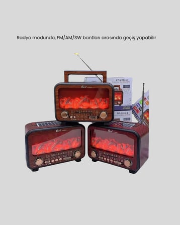 Şömine Efektli Solar Hoparlör Bluetooth 5.3 Radyo AUX USB TF Destekli -