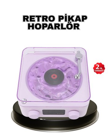 Projektör Işıklı Retro Hoparlör Bluetooth AUX USB Hafıza Kartlı 360° Sesli Şarjlı -