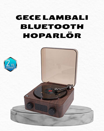 Gece Lambası Bluetooth Hoparlör Dijital Saat Çok Fonksiyonlu Su Dalgası Işıklı