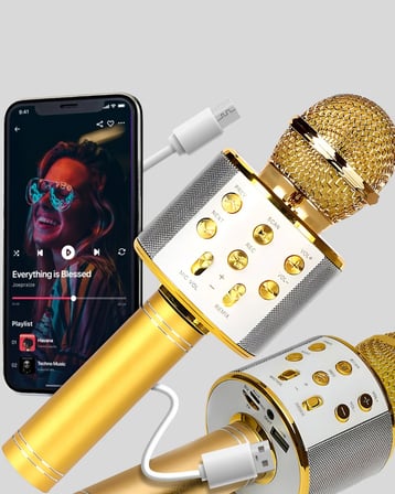 Kablosuz Karaoke Mikrofon USB AUX Destekli Parti ve Eğlence İçin