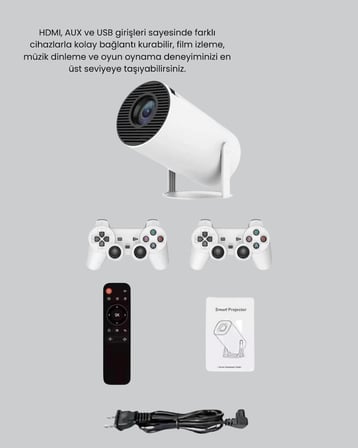 Taşınabilir Projeksiyon Cihazı 4K Destekli Wi-Fi Kablosuz Ekran Yansıtma -
