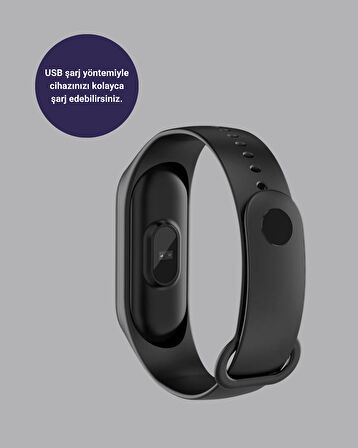 Bluetooth Akıllı Bileklik Spor Modlu Kalp Atış Takipli Uyku Analizli