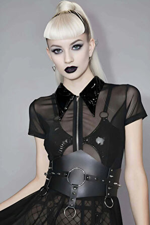 Çivi Detaylı Deri Bel Kemeri, Şık Kadın Elbise Kemeri, Kadın Korse Kemer