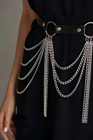 Zincirli Ayarlanabilir Şık Deri Kemer Harness