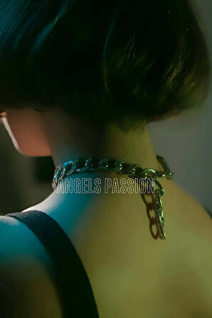 Zincirli Deri Choker, Zincir Detaylı Seksi Choker