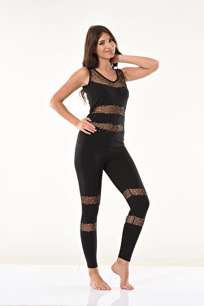 Puantiyeli Transparan Tayt Takım