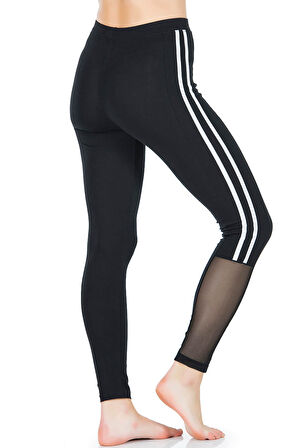 Şeritli Transparan Detaylı Kadın Tayt