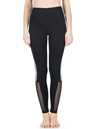 Şeritli Transparan Detaylı Kadın Tayt