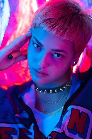 Çivi Detaylı Deri Choker, Çivili ve Zincirli Tasma