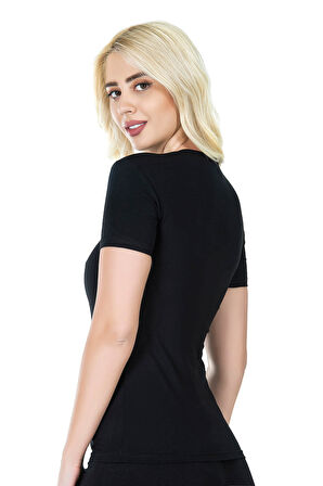 Yarım Kol V Yaka Kadın Tişört