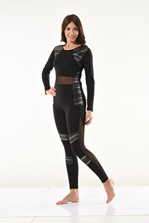 Tül Detaylı Modelli Tayt Takımı