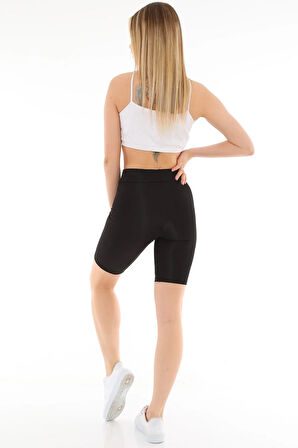 Parlak Diz Üstü Biker Tayt