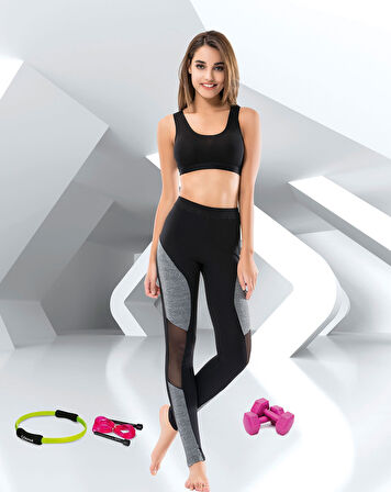 Transparan Sporcu Kadın Tayt