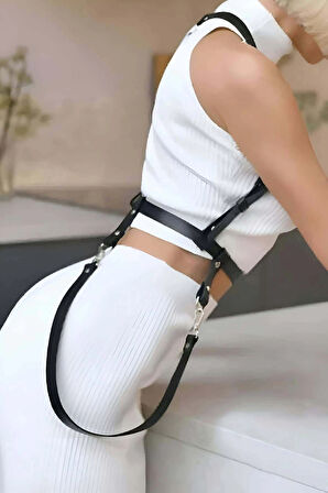 Elbise Üzeri Askılı Deri Kemer Harness