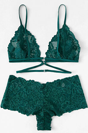 Kadın Yeşil Özel Şık Sütyen Külot Takımı
