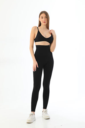 SİYAH MI  Göğüs Altı Yüksek Bel Toparlayıcı Tayt