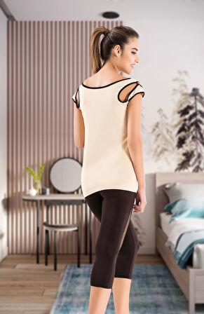 Geniş Yaka Kadın Kapri Takım