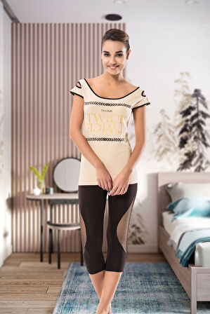 Geniş Yaka Kadın Kapri Takım