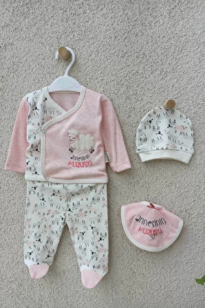 Annesinin Kuzusu Şapkalı Eldivenli 5'li Kız Zıbın Seti