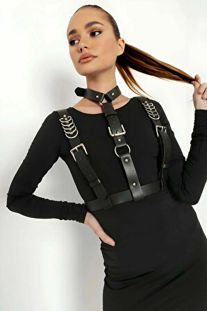 Omuzdan Askılı Omuz ve Göğüs Üzeri Deri Kemer