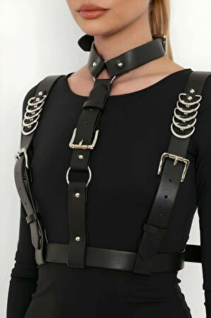 Omuzdan Askılı Omuz ve Göğüs Üzeri Deri Kemer