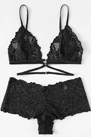 Kadın Siyah Özel Şık Sütyen Külot Takımı
