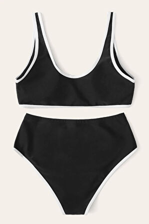 Kadın Siyah Pedli Yüksel Bel Sütyen Külot Takımı