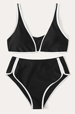 Kadın Siyah Pedli Yüksel Bel Sütyen Külot Takımı