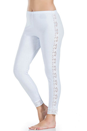 Dantel Şeritli Uzun Kadın Tayt