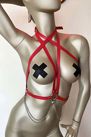 Tshirt Üzeri Deri Aksesuar, Gömlek Üzeri Şık Deri Harness