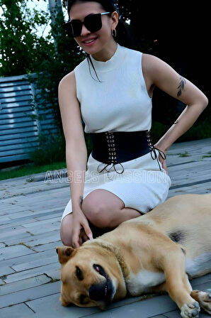 İp Detaylı Şık Harness Kemer, Deri Korse Kemer