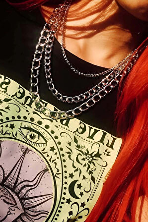 Arkadan Bağlamalı Şık Zincirli Choker Boyun Aksesuar
