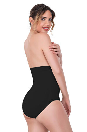 SİYAH   Yüksek Bel Çıtçıtlı Slip Korse